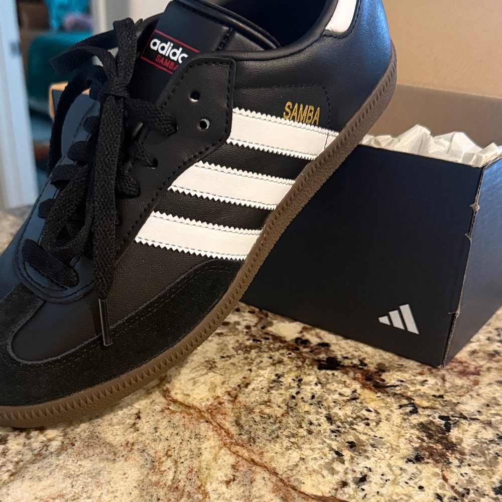 adidas Black White Samba with Gum Sole